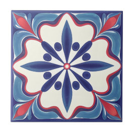 Dicke Keramik Blau und Rot Fliese