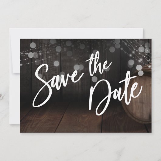 Dicke Lässige Typografie Braun Holzgeleichte Save The Date (Vorderseite)