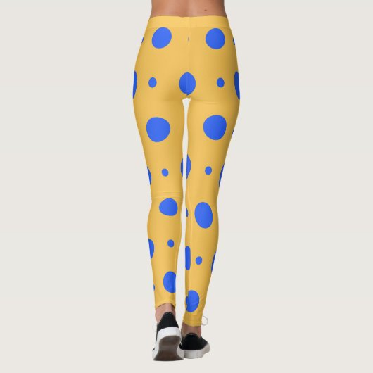 Dicke Leggings aus Blue und Gold Polka Dot Pattern (Rückseite)