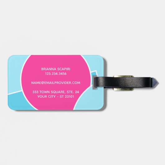 Dicke, leuchtende Fun Chic Abstrakt Circles Art Pa Gepäckanhänger (Rückseite horizontal)