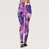 Dicke Lila Aquarellblütenmode Leggings (Rückseite)