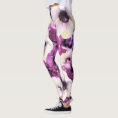Dicke Lila Aquarellblütenmode Leggings (Links)