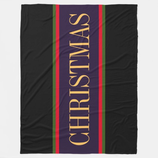 Dicke Lila, schwarz-grüne CHRISTMAS Streifen Fleecedecke (Vorderseite)