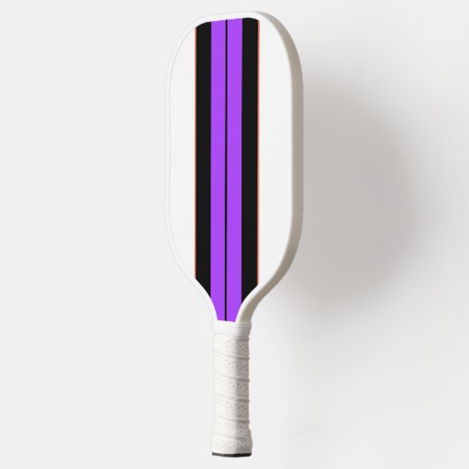 Dicke, Lila schwarze Streifen auf Weiß Pickleball Schläger (Links)