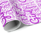 Dicke Lila Script Typografie Girl Baby Dusche Geschenkpapier (Rolleneckpunkt)