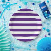 Dicke Lila und weiße Streifen Pappteller (Party)