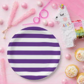 Dicke Lila und weiße Streifen Pappteller (Party)