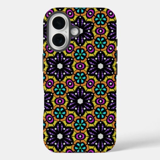 Dicke Lila Violet-Blume Geometrisches Muster Case-Mate iPhone Hülle (Rückseite)