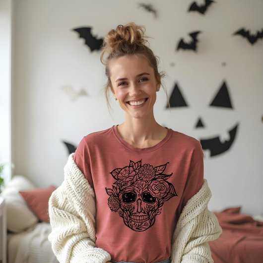 Dicke Linie Gezeichnet Schwarz-Weiß-Blütenzucker S Tri-Blend Shirt