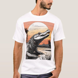 Dicke Linie Zeichnend: Alligator-Silhouette bei So T-Shirt