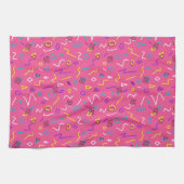 Dicke Memphis-Stilformen der 1980er Jahre auf rosa Geschirrtuch (Horizontal)