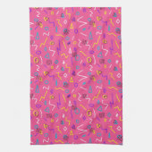 Dicke Memphis-Stilformen der 1980er Jahre auf rosa Geschirrtuch (Vertikal)