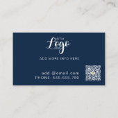 Dicke Metallaussehkonstruktionen Navy & Silber Visitenkarte (Rückseite)