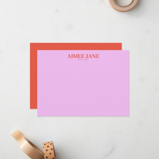 Dicke Minimalistisch Luxus Boutique Rosa/Orange Mitteilungskarte (Vorderseite/Rückseite Beispiel)