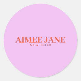 Dicke Minimalistisch Luxus Boutique Rosa/Orange Runder Aufkleber