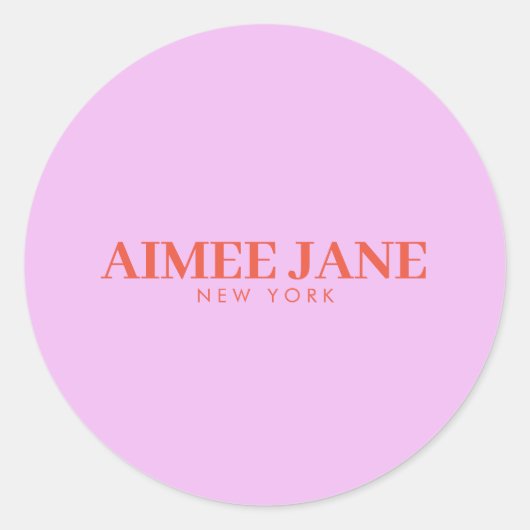 Dicke Minimalistisch Luxus Boutique Rosa/Orange Runder Aufkleber (Vorderseite)