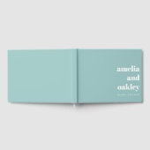 Dicke Minimalistische moderne Aqua Blue Custom Wed Gästebuch (Voll)