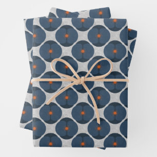 Dicke Minimalistische Mohn Texturierte Blauer Geschenkpapier Set