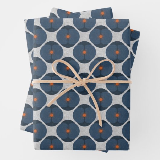 Dicke Minimalistische Mohn Texturierte Blauer Geschenkpapier Set (Beispiel)
