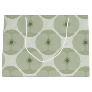 Dicke Minimalistische Mohn Texturierte Blumengrün Große Geschenktüte