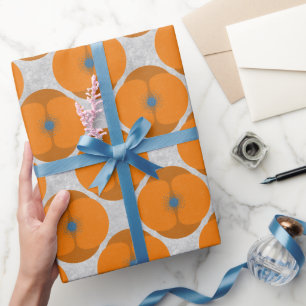 Dicke Minimalistische Mohnblüte Texturierte Orange Geschenkpapier