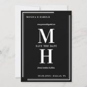 Dicke Minimalistische Monogramm Schwarz/Weiß-Hochz Save The Date (Vorderseite)