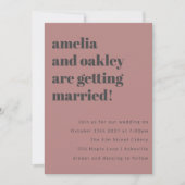 Dicke Minimalistische Rose Gray Retro Simple Weddi Einladung (Vorderseite)