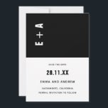 Dicke Minimalistische Schwarz-Weiß-Initialen Hochz Einladung<br><div class="desc">Kann vollständig an Ihre Bedürfnisse angepasst werden,  um Ihren Anzug zu erfüllen. © Gorjo Designs. Made for you via Zazzle Plattform. // Benötigen Sie Hilfe bei der Anpassung Ihres Designs? Andere Ideen got? Kontaktieren Sie mich (Zoe) direkt über den unten stehenden Kontaktknopf.</div>