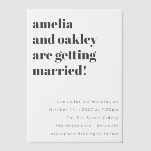 Dicke Minimalistische Schwarz-weiße Retro Classic Pergament Einladungen (Vorderseite)