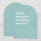 Dicke Minimalistische Soft Aqua Blue Retro Wedding Einladung (Vorne/Hinten)