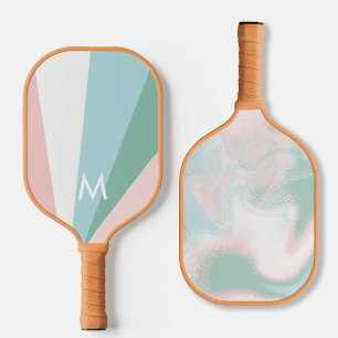 Dicke Minze Rosa Sorbet Monogramm Modernes Persona Pickleball Schläger