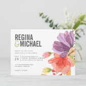 Dicke moderne Aquarellfarben Wildblumen Grüne Hoch Einladung (Stehend Vorderseite)