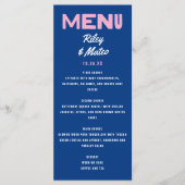 Dicke moderne Art Funky farbenfrohe blaue rosa Hoc Menükarte (Vorderseite)