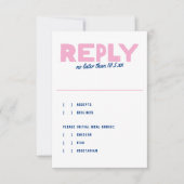 Dicke moderne Art Funky farbenfrohe blaue rosa Hoc RSVP Karte (Vorderseite)