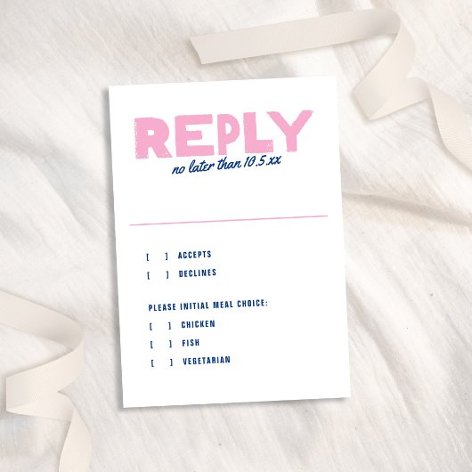 Dicke moderne Art Funky farbenfrohe blaue rosa Hoc RSVP Karte