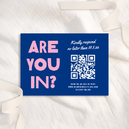 Dicke moderne Art Funky farbenfrohe QR CODE Hochze RSVP Karte