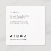 Dicke moderne, Berufliche, schwarze Linien Quadratische Visitenkarte (Rückseite)