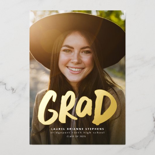 Dicke moderne Gold 1 Foto Abschluss Folie in Folieneinladung (Vorderseite)