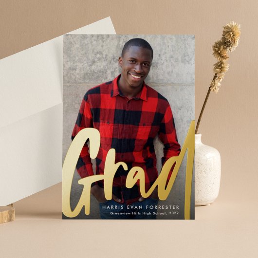 Dicke moderne grad gold ein Foto Abschluss Folieneinladung