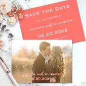 Dicke moderne Korallen und rosa Foto Hochzeit Save The Date