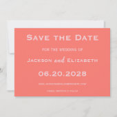 Dicke moderne Korallen und rosa Foto Hochzeit Save The Date (Vorderseite)