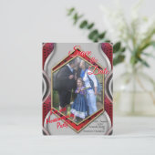 Dicke moderne Metallic 3D Red Gray Texture Look Ankündigungspostkarte (Stehend Vorderseite)