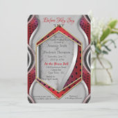 Dicke moderne Metallic 3D Red Gray Texture Look Einladung (Stehend Vorderseite)