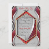 Dicke moderne Metallic 3D Red Gray Texture Look Einladung (Vorderseite)