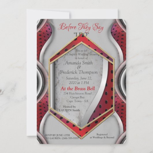 Dicke moderne Metallic 3D Red Gray Texture Look Einladung (Vorderseite)