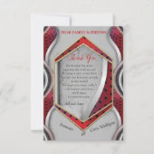 Dicke moderne Metallic 3D Red Gray Texture Look RSVP Karte (Vorderseite)