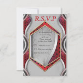 Dicke moderne Metallic 3D Red Gray Texture Look RSVP Karte (Vorderseite)