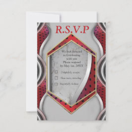 Dicke moderne Metallic 3D Red Gray Texture Look RSVP Karte