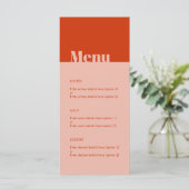 Dicke moderne minimale Typografie Orange Pink Wedd Menükarte (Stehend Vorderseite)