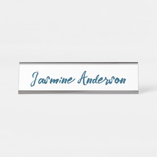 Dicke moderne Minimalistische Ozeanfarbe Schreibtischnamensplakette (Vorderseite )